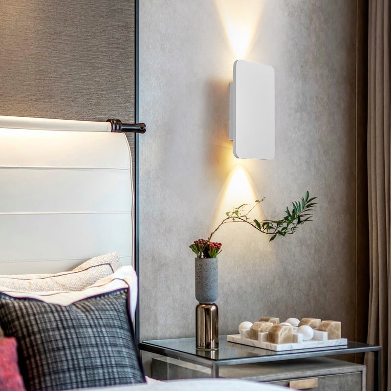 Aplique de pared LED moderno y contemporáneo, rectangular, de metal y montaje al ras, para interiores