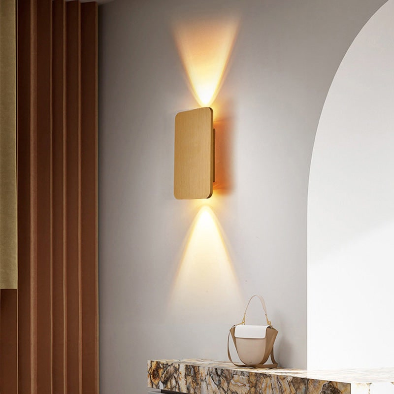Aplique de pared LED moderno y contemporáneo, rectangular, de metal y montaje al ras, para interiores