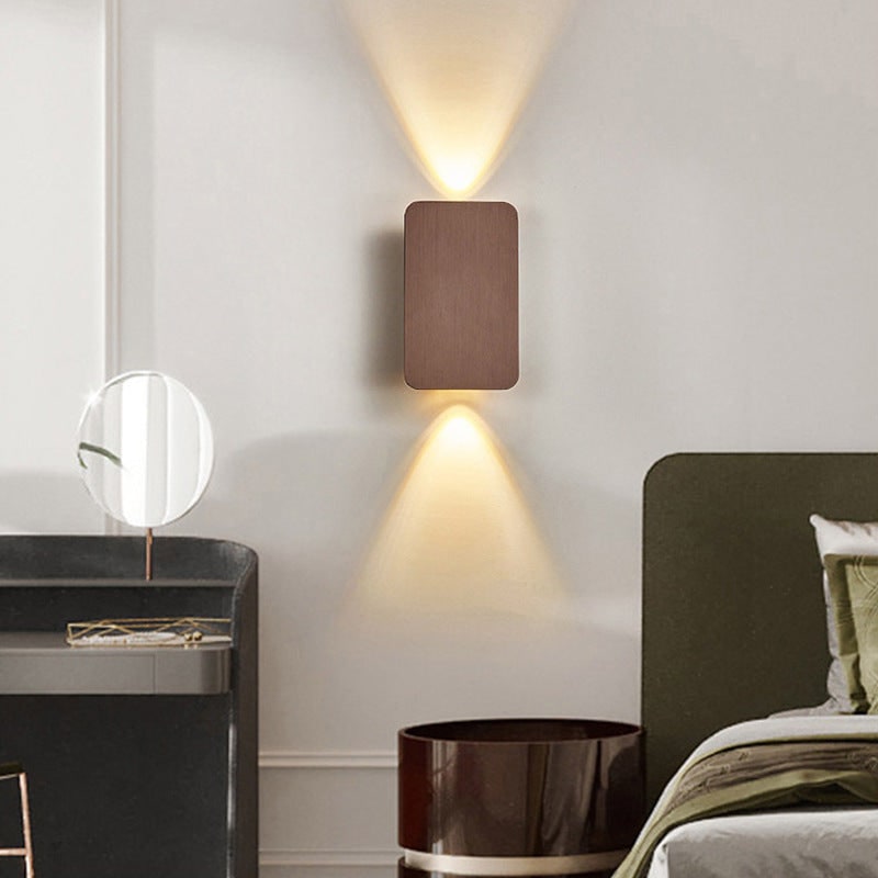 Aplique de pared LED moderno y contemporáneo, rectangular, de metal y montaje al ras, para interiores