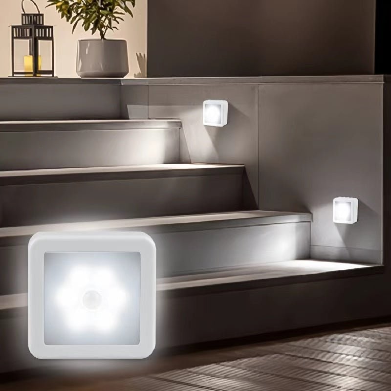 Luz nocturna con sensor de movimiento, 6 bombillas LED, a pilas, adhesiva y para montaje en pared