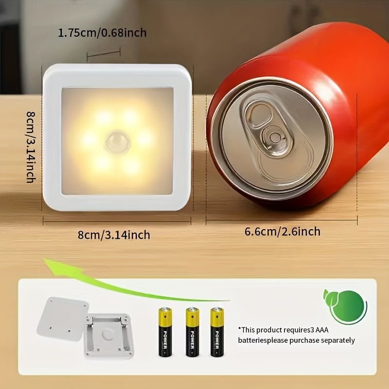 Luz nocturna con sensor de movimiento, 6 bombillas LED, a pilas, adhesiva y para montaje en pared