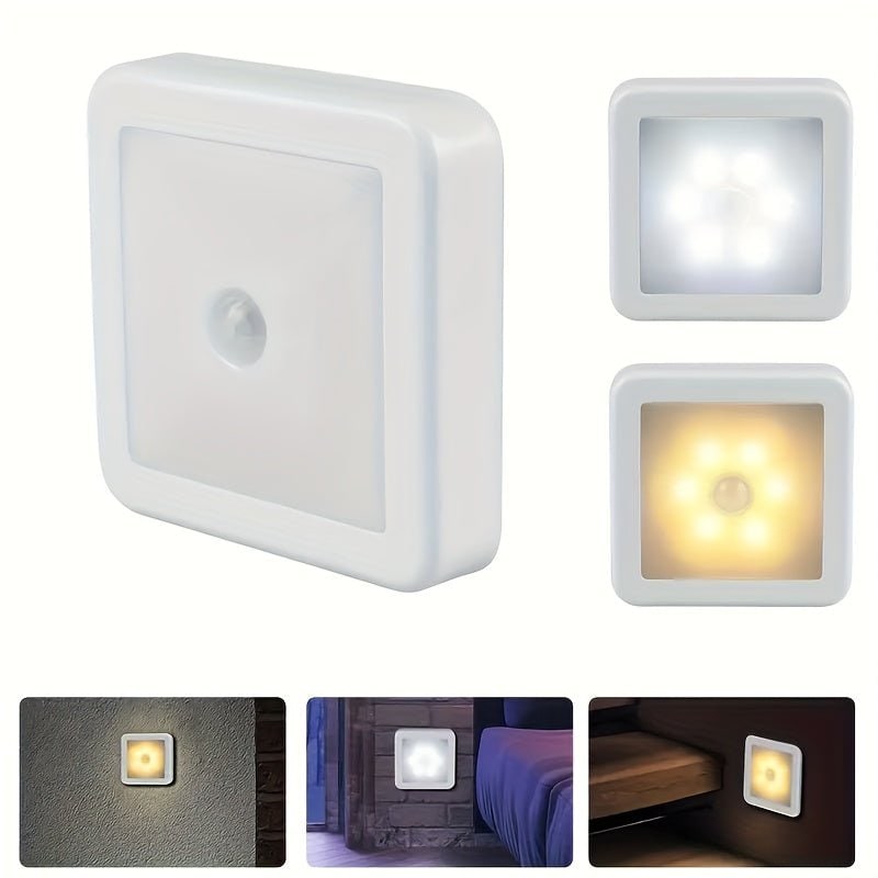 Luz nocturna con sensor de movimiento, 6 bombillas LED, a pilas, adhesiva y para montaje en pared