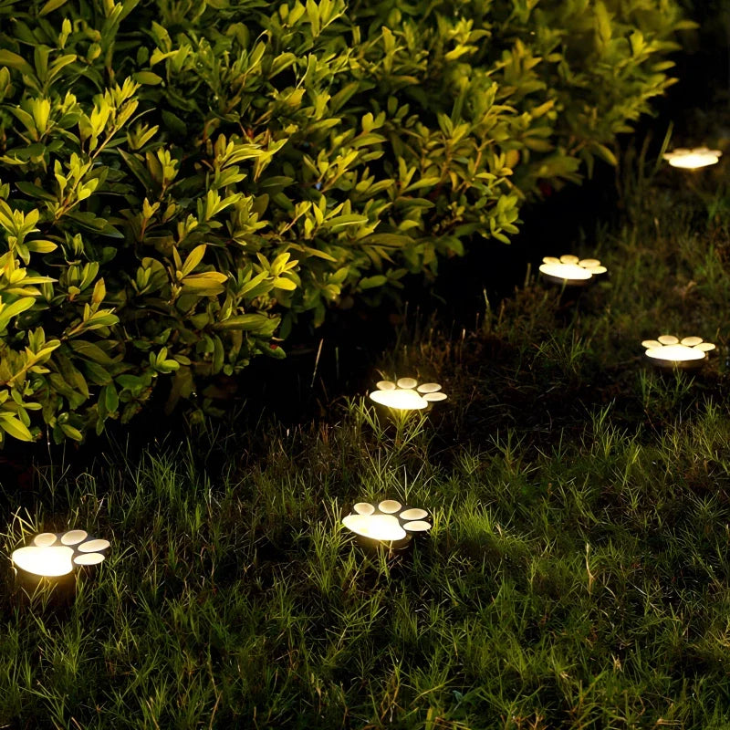 Luz de camino con huella de animal, decoración ecológica para jardín con energía solar