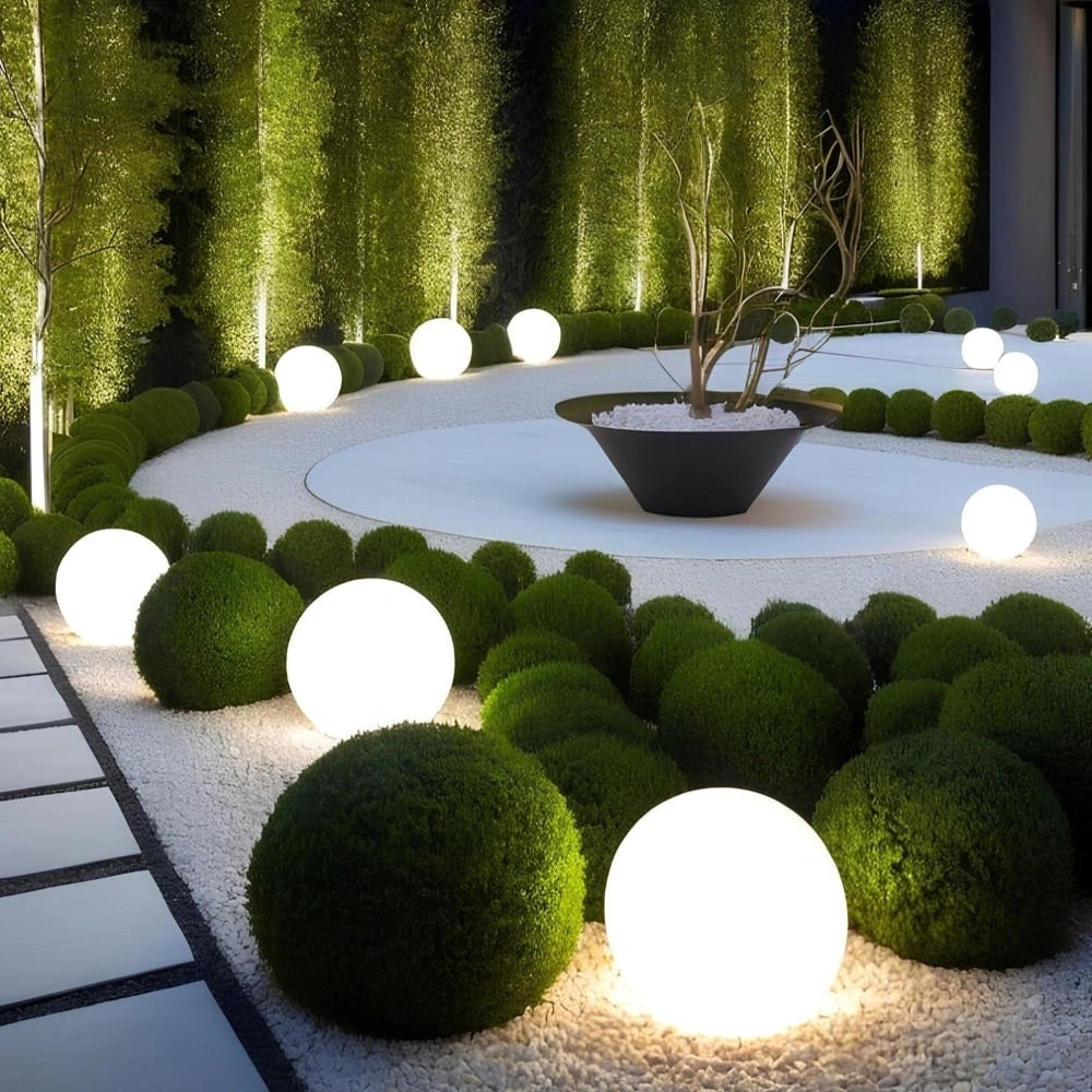 Luces de exterior en forma de globo, esmeriladas, portátiles, inalámbricas y resistentes a la intemperie para jardín
