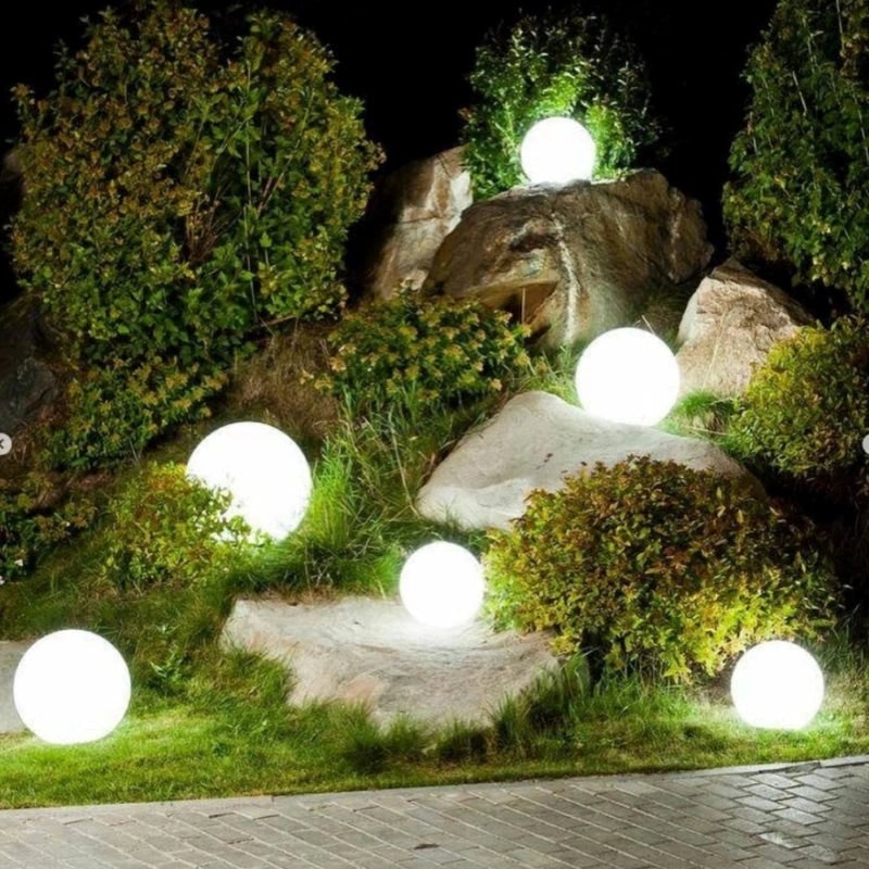 Luces de exterior en forma de globo, esmeriladas, portátiles, inalámbricas y resistentes a la intemperie para jardín