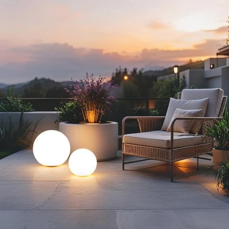 Luces de exterior en forma de globo, esmeriladas, portátiles, inalámbricas y resistentes a la intemperie para jardín