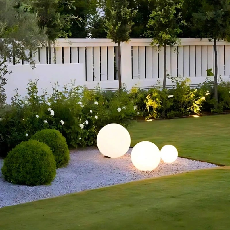 Luces de exterior en forma de globo, esmeriladas, portátiles, inalámbricas y resistentes a la intemperie para jardín
