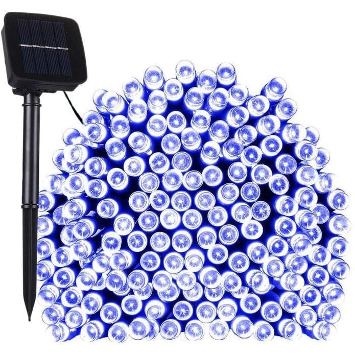 Guirnalda de luces solares para exteriores con 100 luces LED decorativas para jardín y paisaje, con panel ajustable