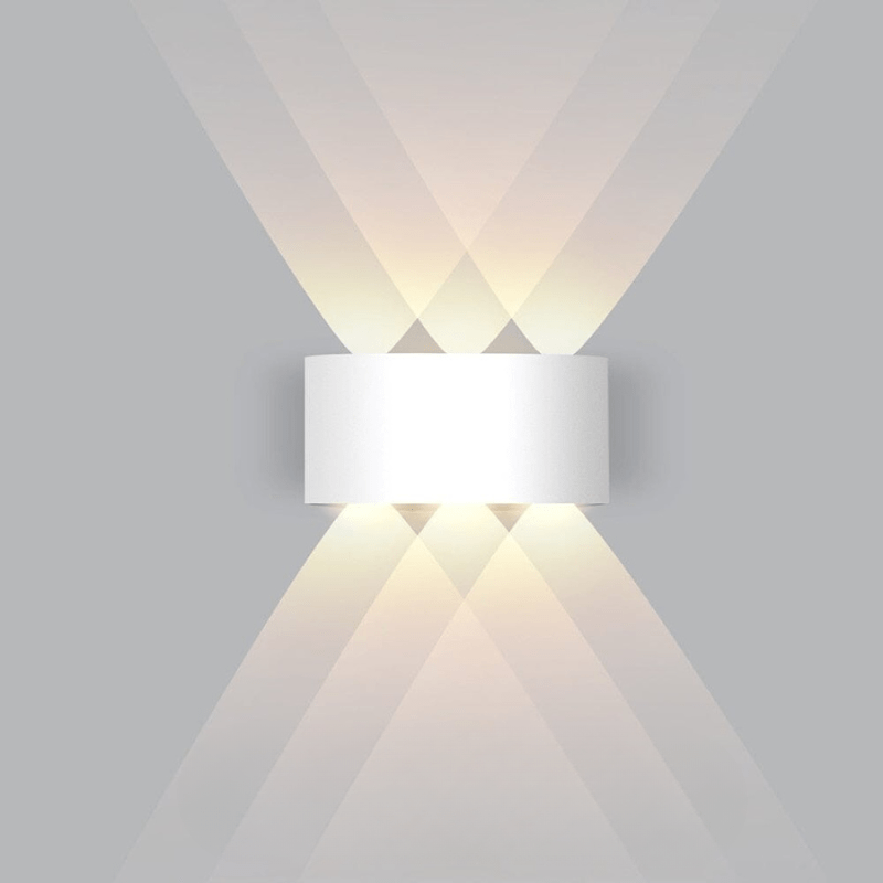 Lámpara de pared exterior impermeable con LED, haz de luz curvado hacia arriba y hacia abajo, diseño moderno