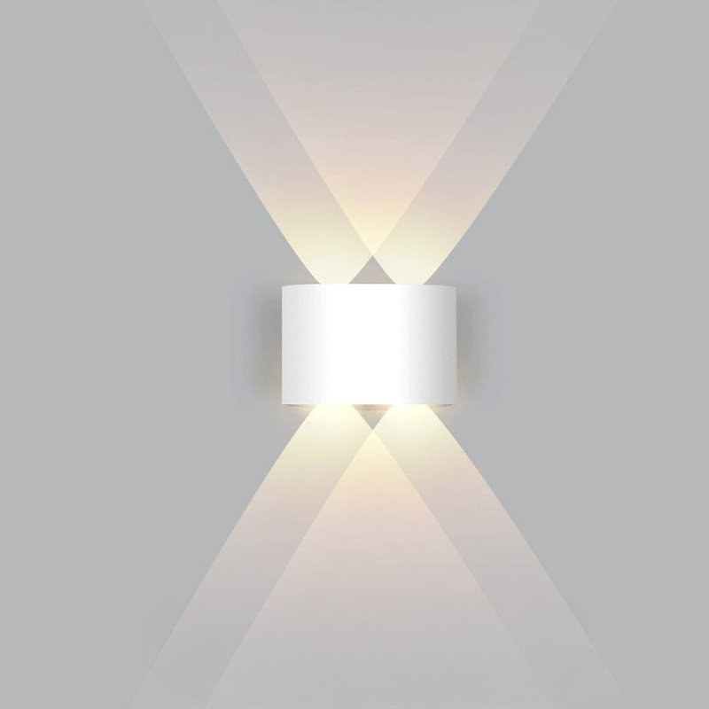 Lámpara de pared exterior impermeable con LED, haz de luz curvado hacia arriba y hacia abajo, diseño moderno