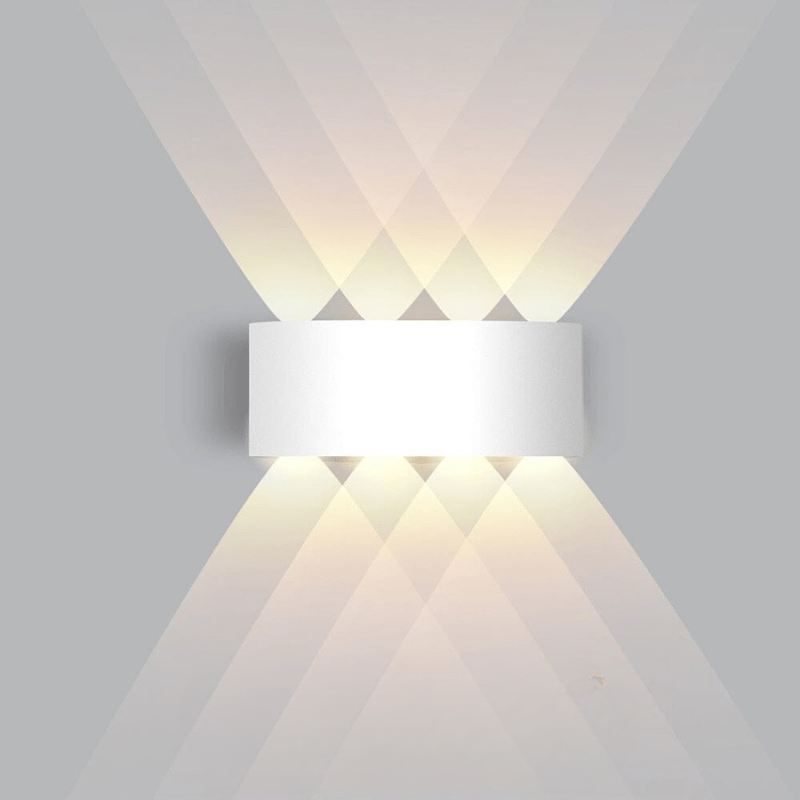 Lámpara de pared exterior impermeable con LED, haz de luz curvado hacia arriba y hacia abajo, diseño moderno