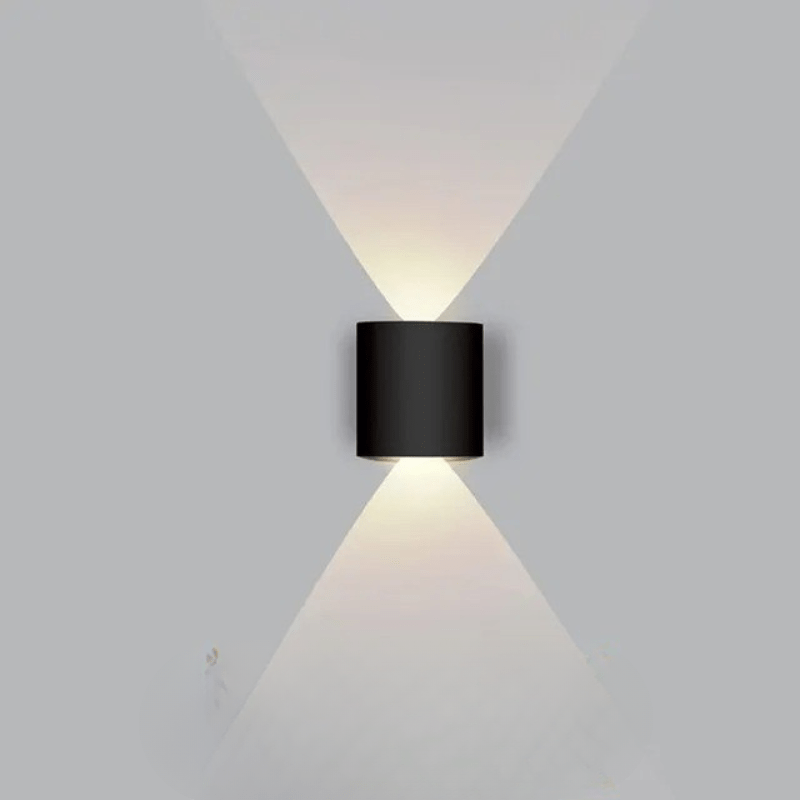 Lámpara de pared exterior impermeable con LED, haz de luz curvado hacia arriba y hacia abajo, diseño moderno