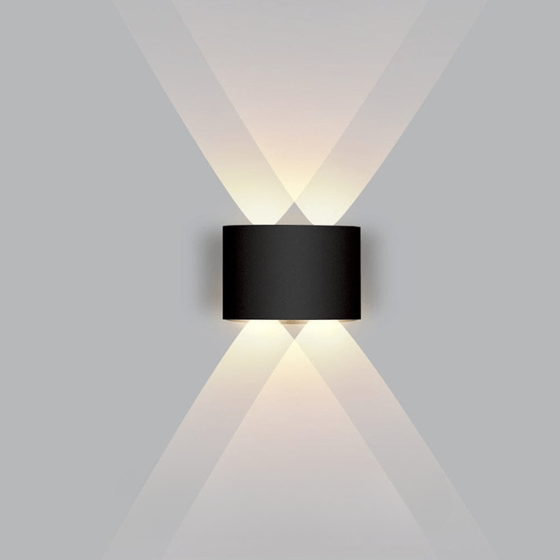 Lámpara de pared exterior impermeable con LED, haz de luz curvado hacia arriba y hacia abajo, diseño moderno