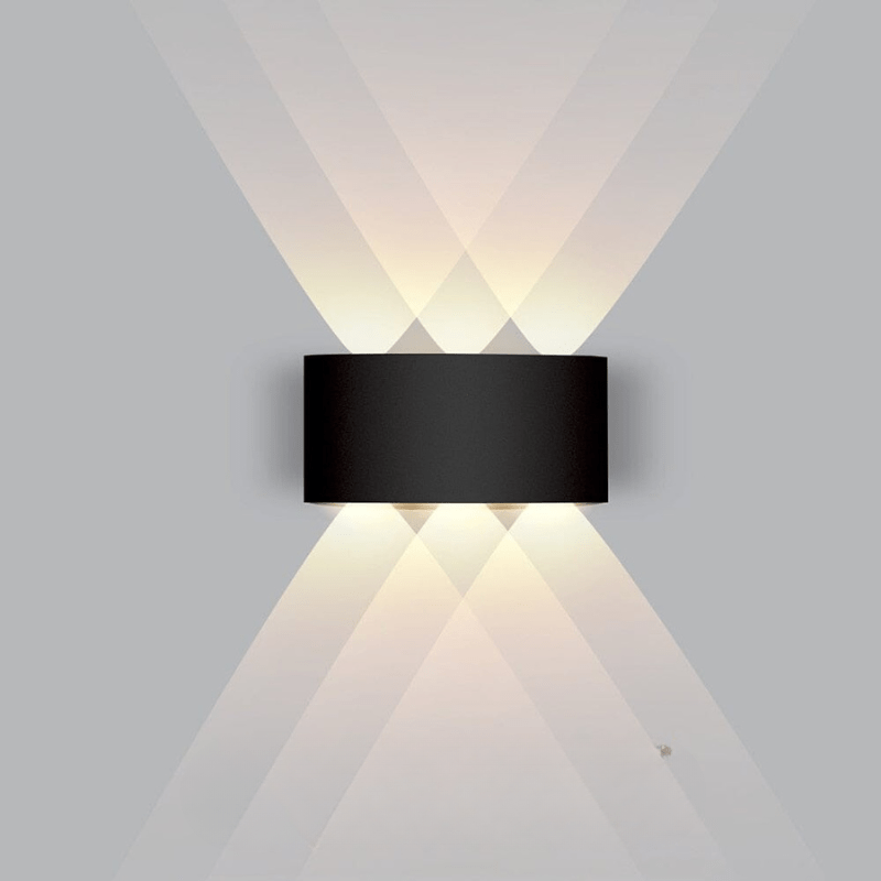 Lámpara de pared exterior impermeable con LED, haz de luz curvado hacia arriba y hacia abajo, diseño moderno