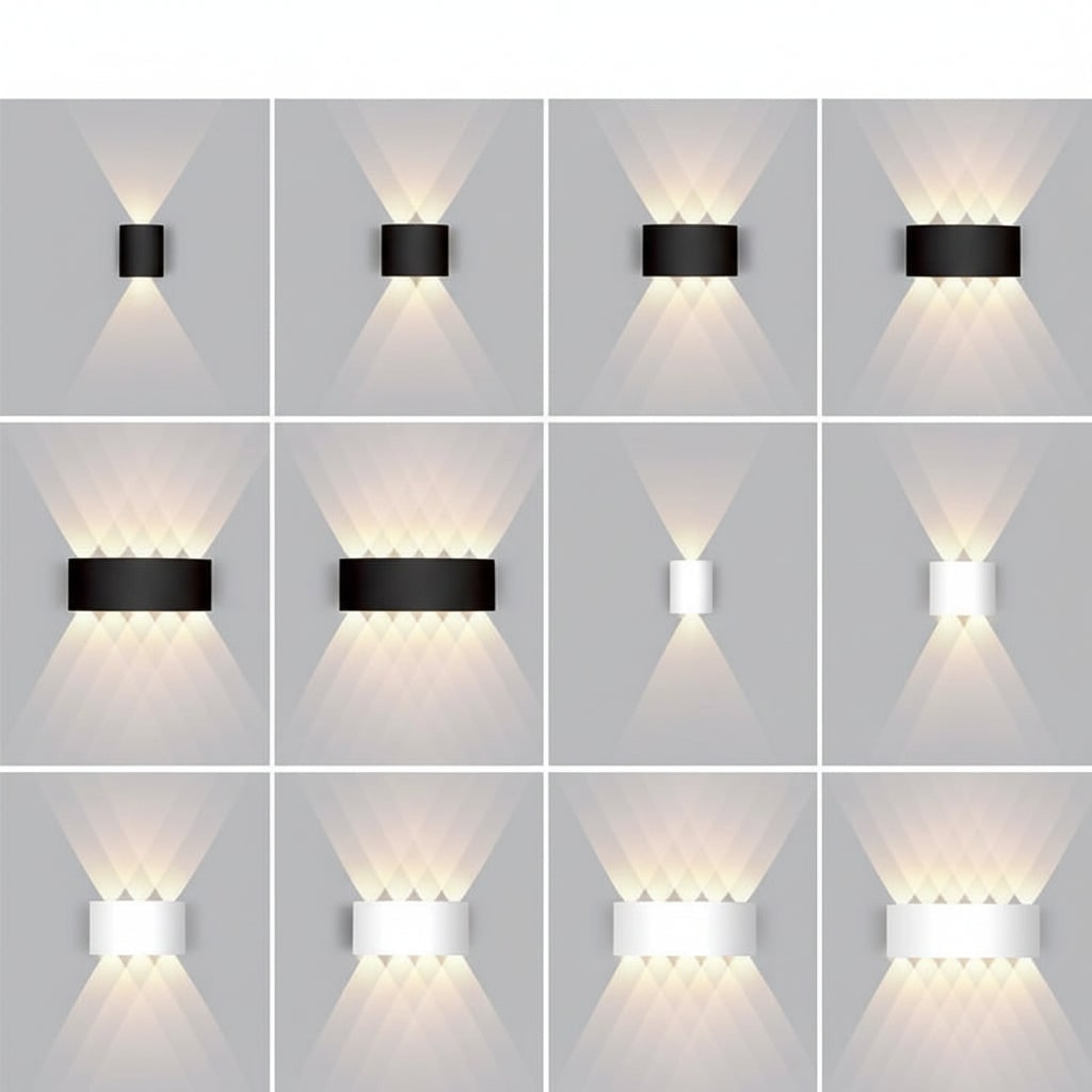 Lámpara de pared exterior impermeable con LED, haz de luz curvado hacia arriba y hacia abajo, diseño moderno