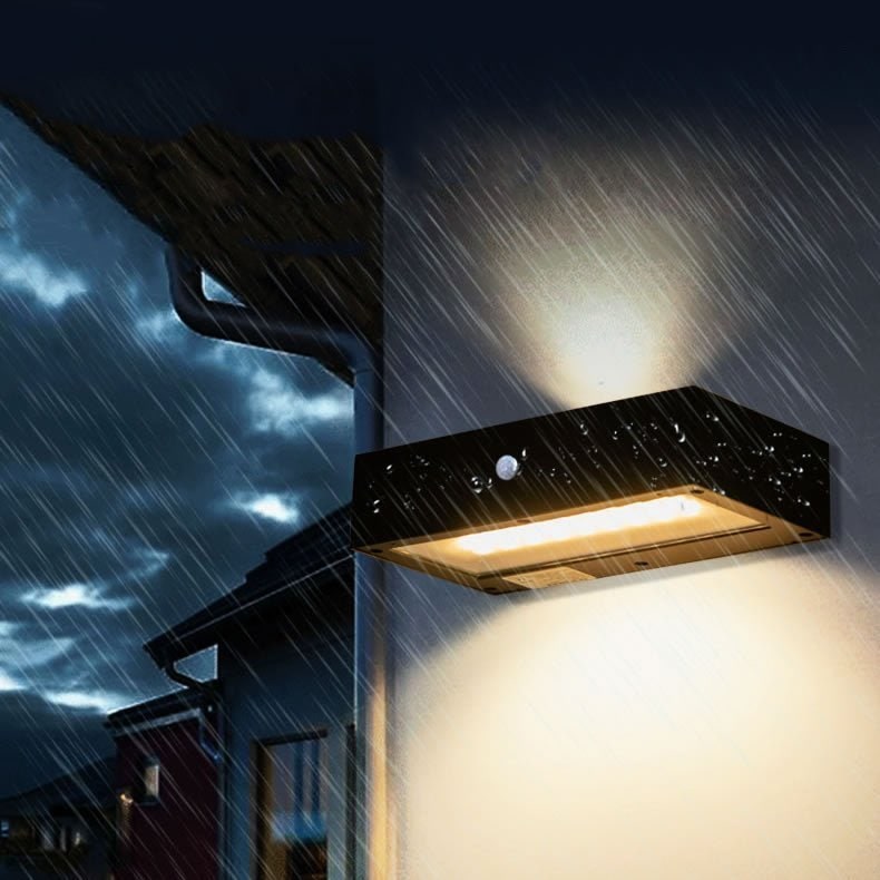 Aplique de pared exterior con iluminación LED hacia arriba y hacia abajo y sensor de movimiento
