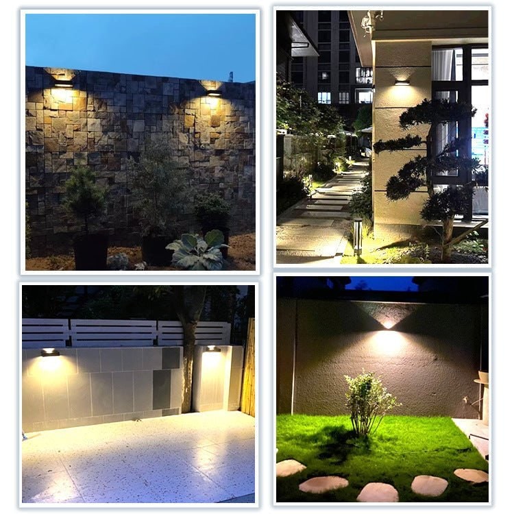 Aplique de pared exterior con iluminación LED hacia arriba y hacia abajo y sensor de movimiento