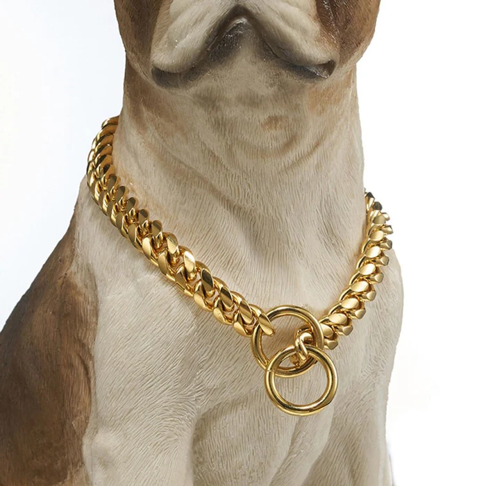 Dog Chain Collar, Black, Gold, Stainless Steel for Dogs Heavy Duty - product image 5