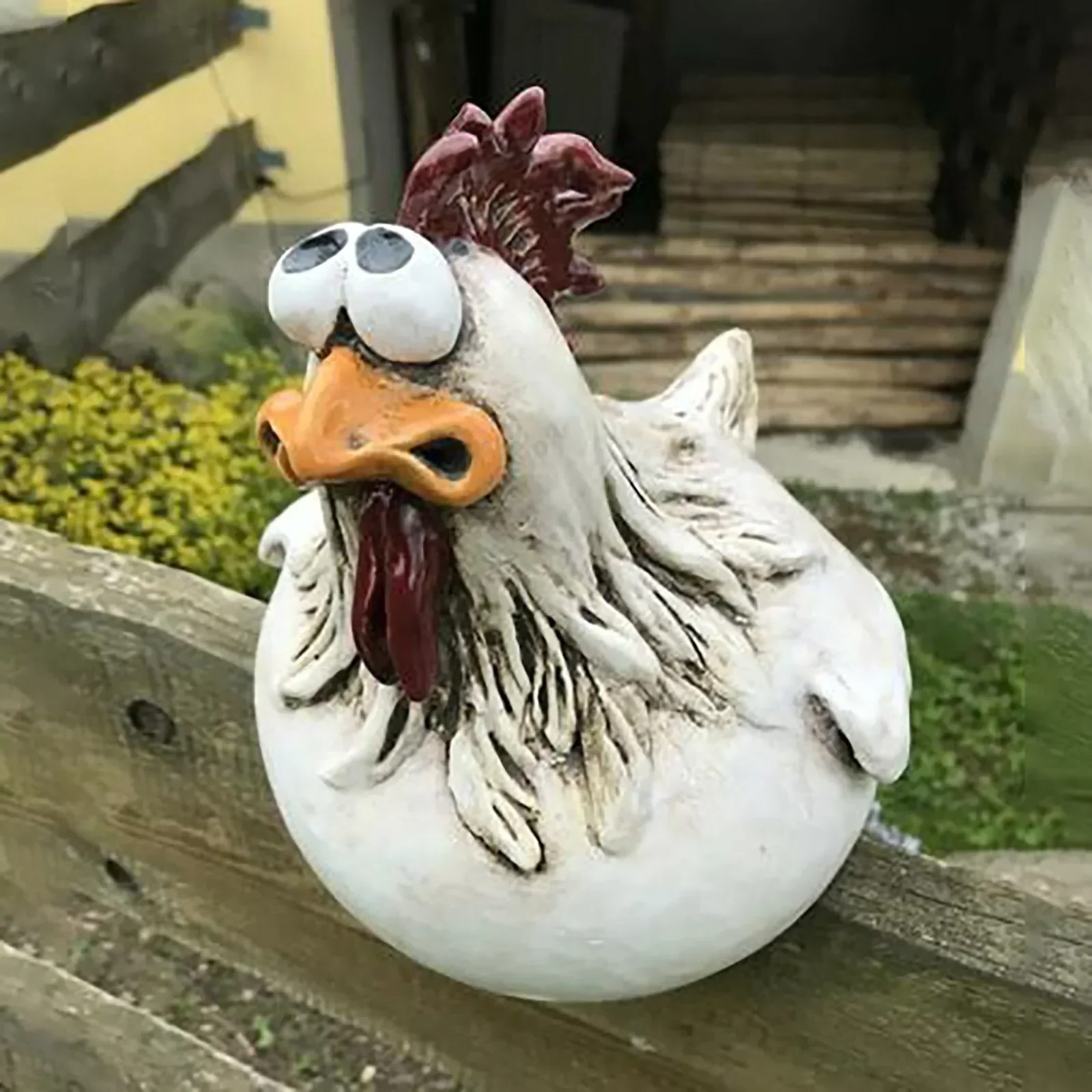 Funny Chicken Fence Decor – Resin Garden Statues - product image 1