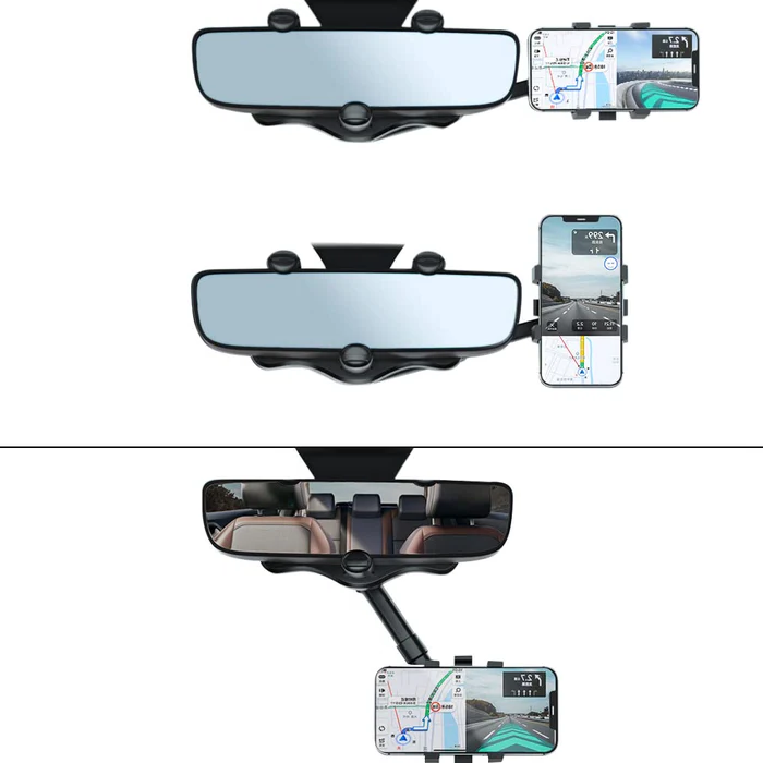 Rotatable and Retractable Car Phone Holder - 360 Degree Rear View Mirror Phone Holder - product image 3