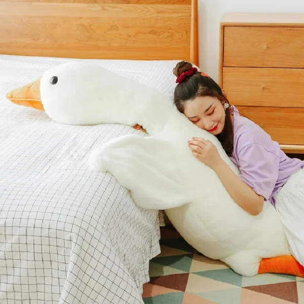 Big White Goose Throw Pillow Duck Sleeping Plush Toy Big Goose Doll Stuffed Toy - product image 4