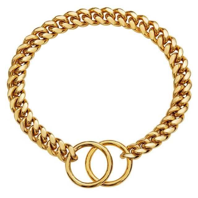 Dog Chain Collar, Black, Gold, Stainless Steel for Dogs Heavy Duty - product image 1