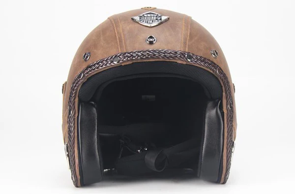 Retro Vintage Motorcycle Helmet Open Face With Goggle Mask - product detail 3