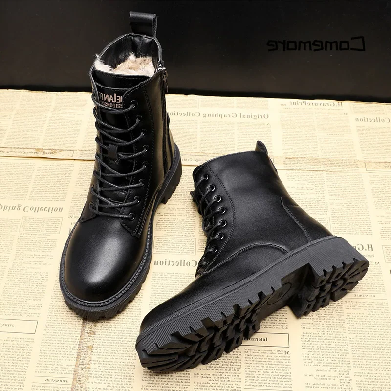 Stylish and durable black leather winter boots - product image 2