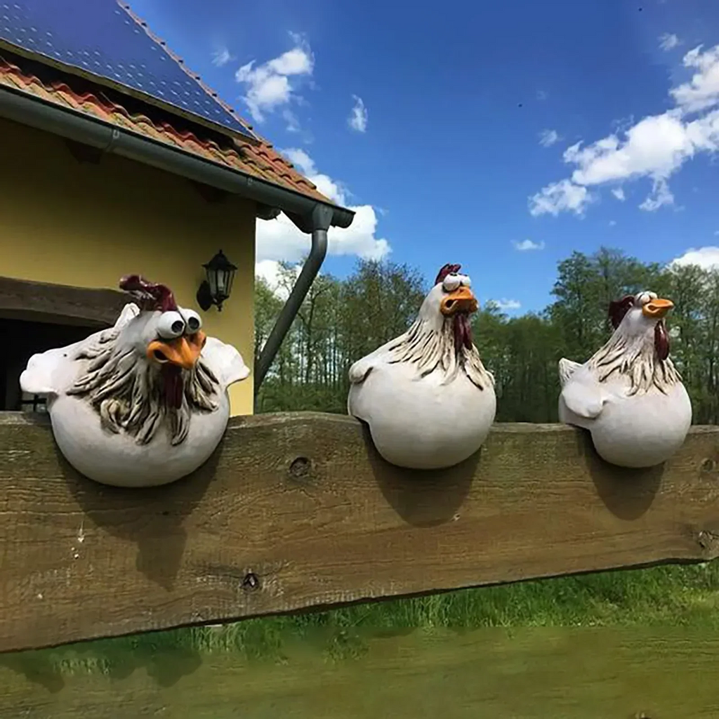 Funny Chicken Fence Decor – Resin Garden Statues - product image 5