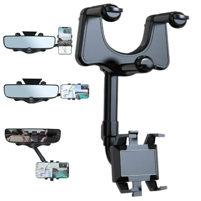 Rotatable and Retractable Car Phone Holder - 360 Degree Rear View Mirror Phone Holder - product image 1