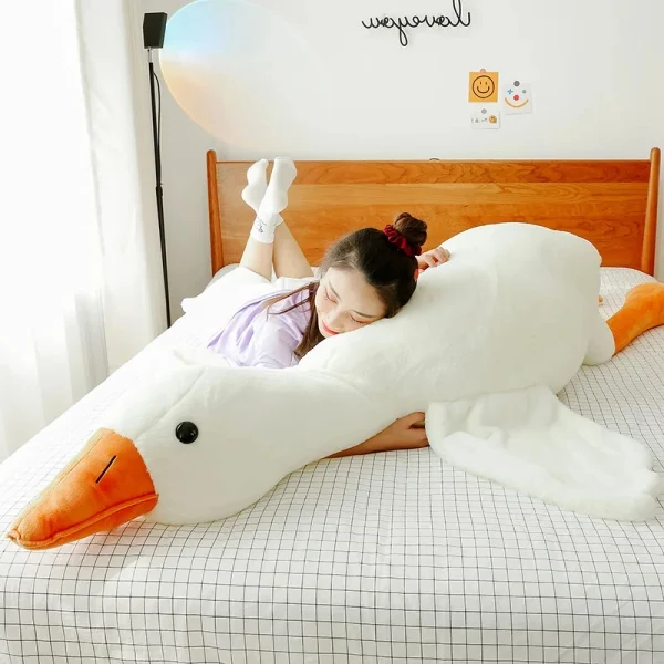 Big White Goose Throw Pillow Duck Sleeping Plush Toy Big Goose Doll Stuffed Toy - product image 2