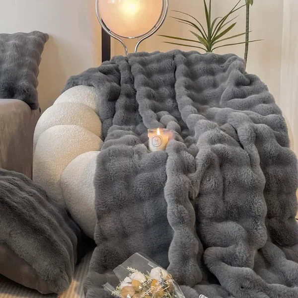 Winter Warm Rabbit Faux Fur Throw Blanket - product image 2
