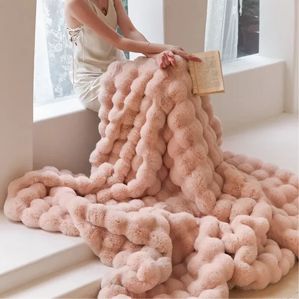 Winter Warm Rabbit Faux Fur Throw Blanket - product image 1