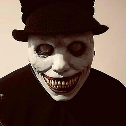 Creepy Smiling Face Evil Mask - Creepy White Eyed Demon Smiling Mask - product image 4