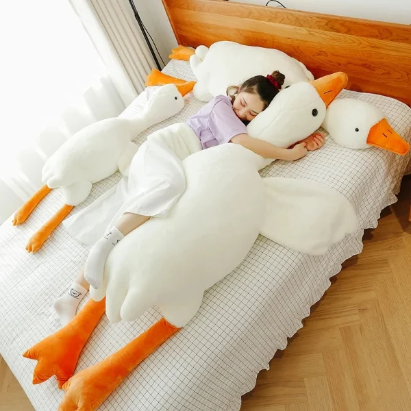 Big White Goose Throw Pillow Duck Sleeping Plush Toy Big Goose Doll Stuffed Toy - product image 1