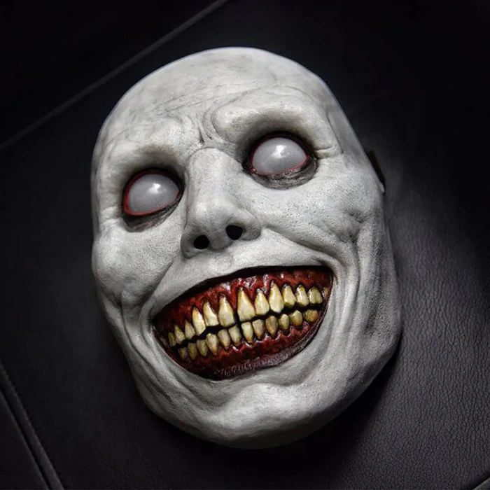Creepy Smiling Face Evil Mask - Creepy White Eyed Demon Smiling Mask - product image 1