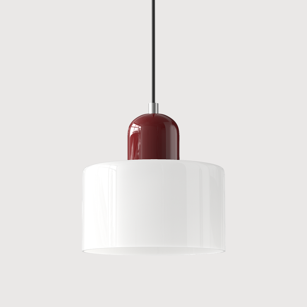 Lámpara colgante moderna de mediados de siglo con luz blanca cálida y pantalla de vidrio esmerilado de dos niveles
