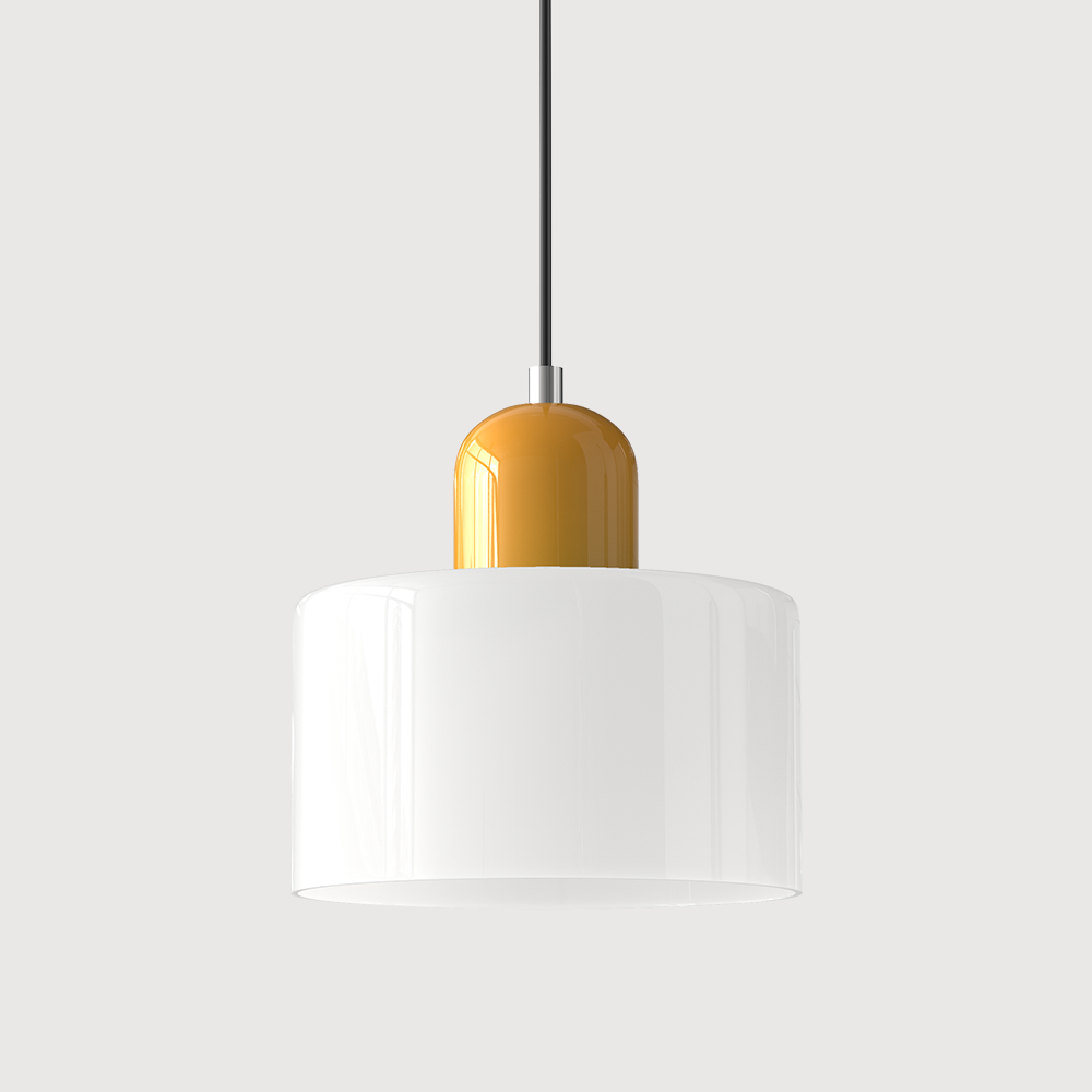 Lámpara colgante moderna de mediados de siglo con luz blanca cálida y pantalla de vidrio esmerilado de dos niveles