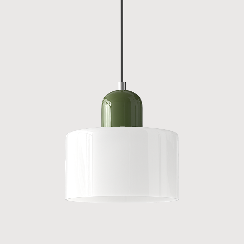 Lámpara colgante moderna de mediados de siglo con luz blanca cálida y pantalla de vidrio esmerilado de dos niveles