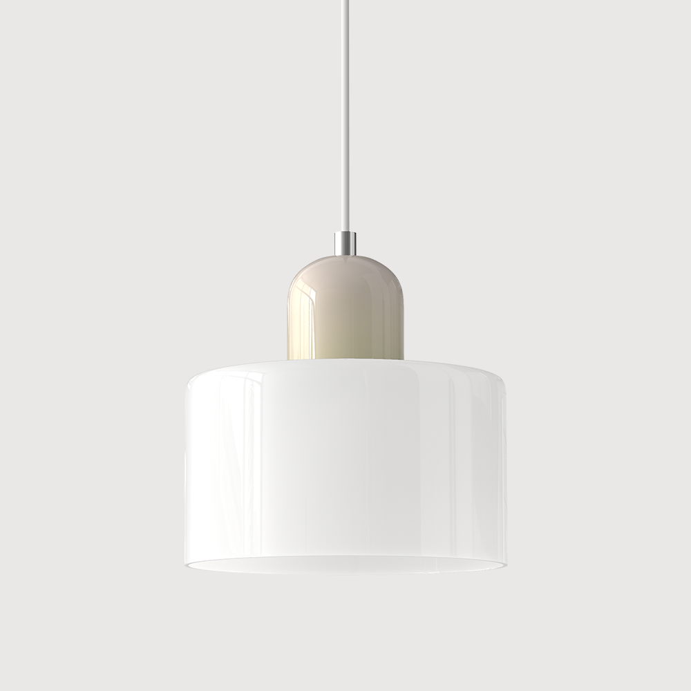 Lámpara colgante moderna de mediados de siglo con luz blanca cálida y pantalla de vidrio esmerilado de dos niveles
