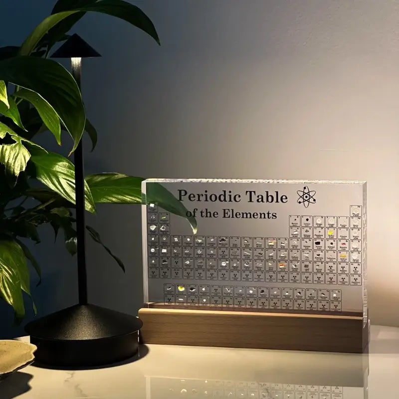 Tabla periódica con elementos reales, pantalla LED de acrílico y regalo educativo