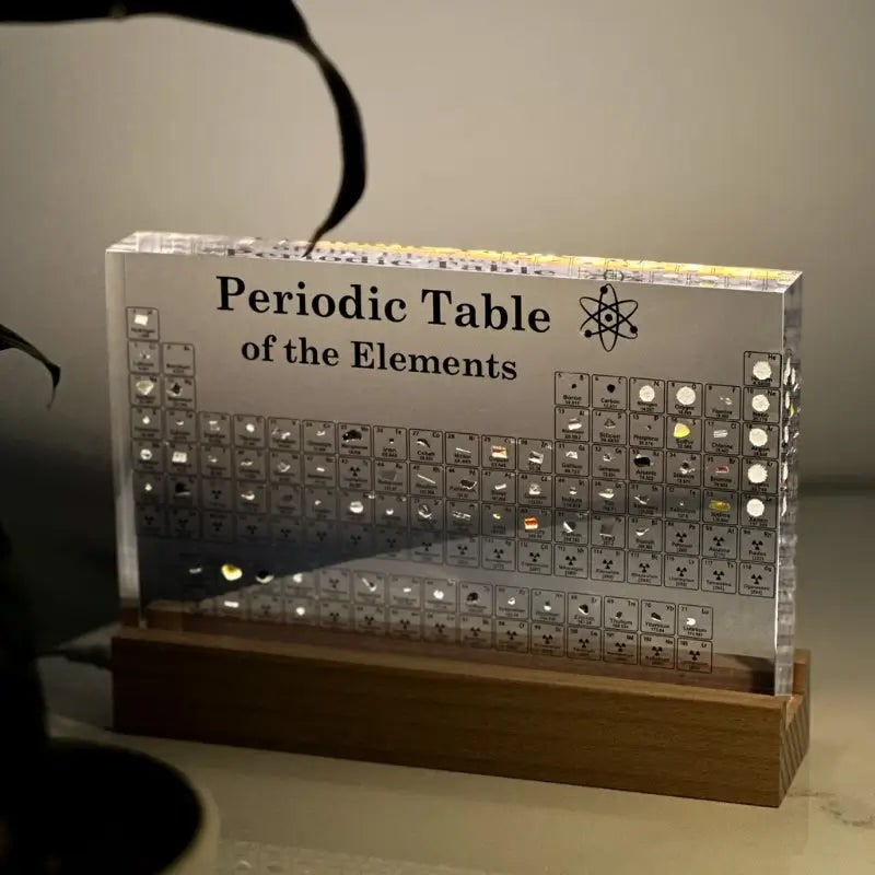 Tabla periódica con elementos reales, pantalla LED de acrílico y regalo educativo