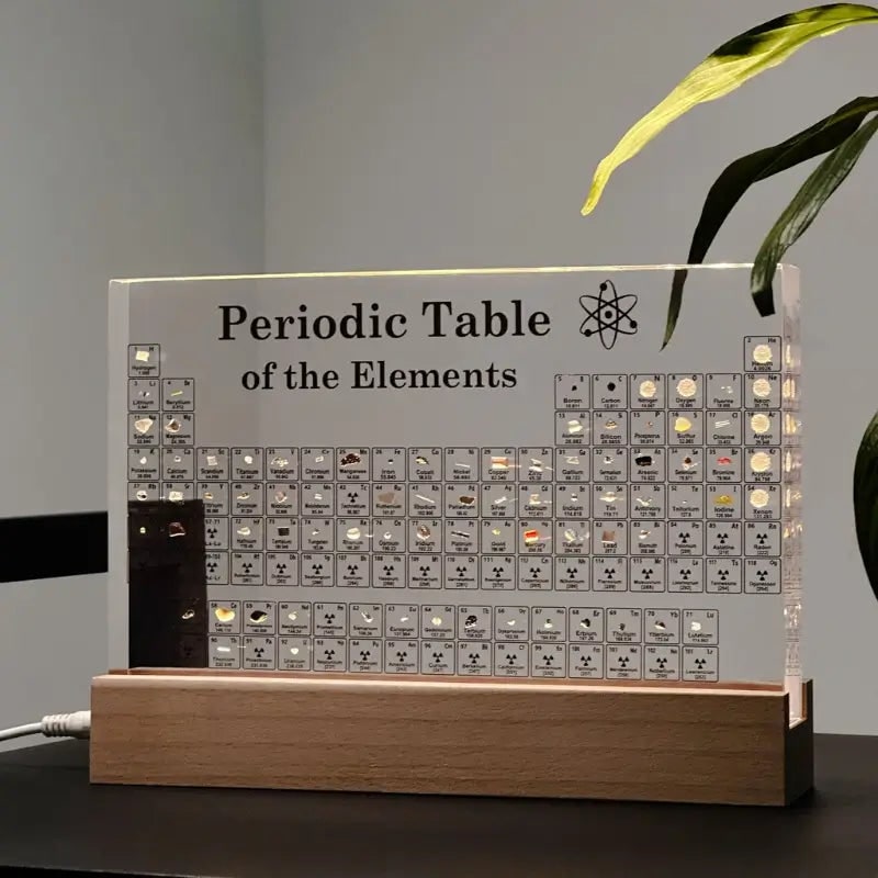 Tabla periódica con elementos reales, pantalla LED de acrílico y regalo educativo
