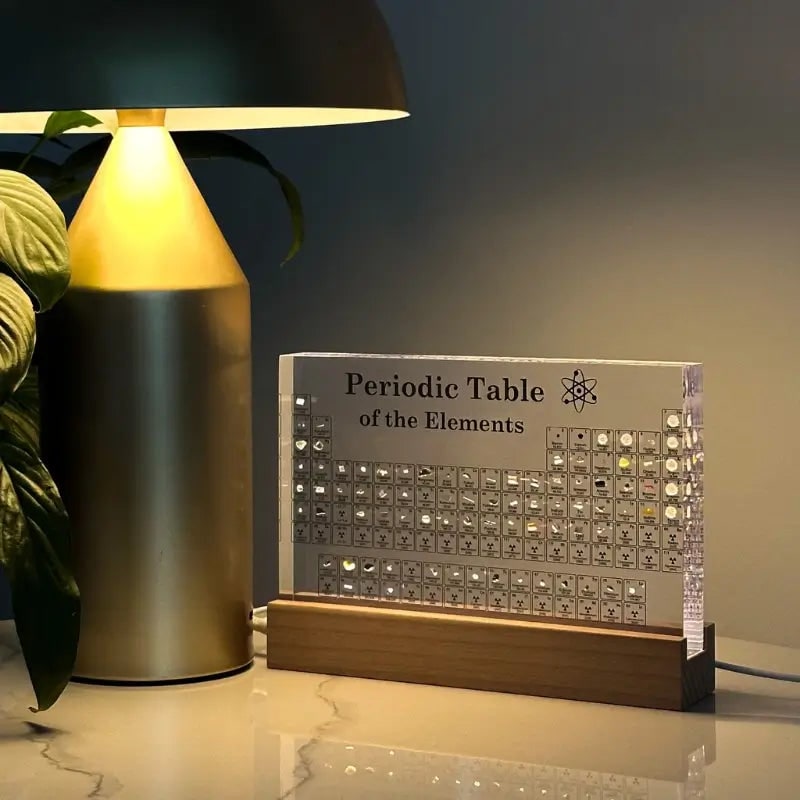 Tabla periódica con elementos reales, pantalla LED de acrílico y regalo educativo