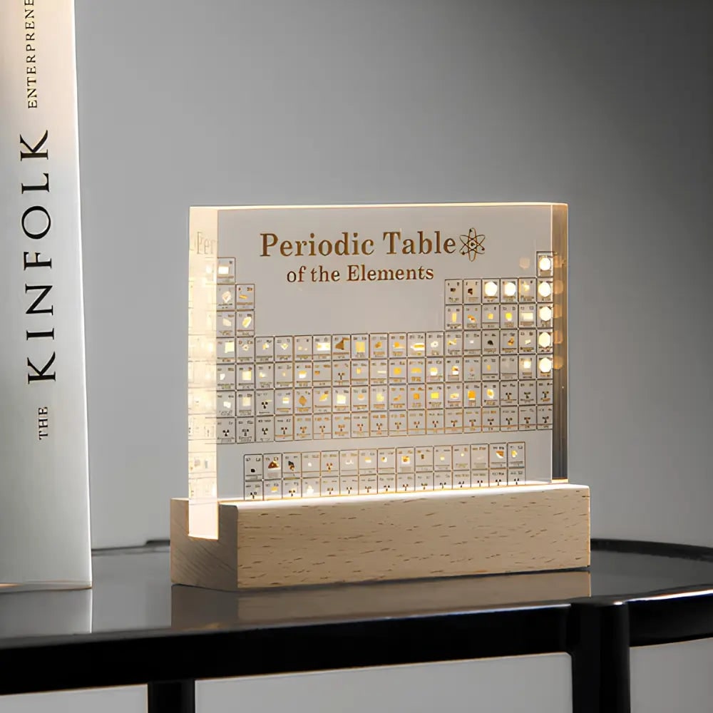 Tabla periódica con elementos reales, pantalla LED de acrílico y regalo educativo