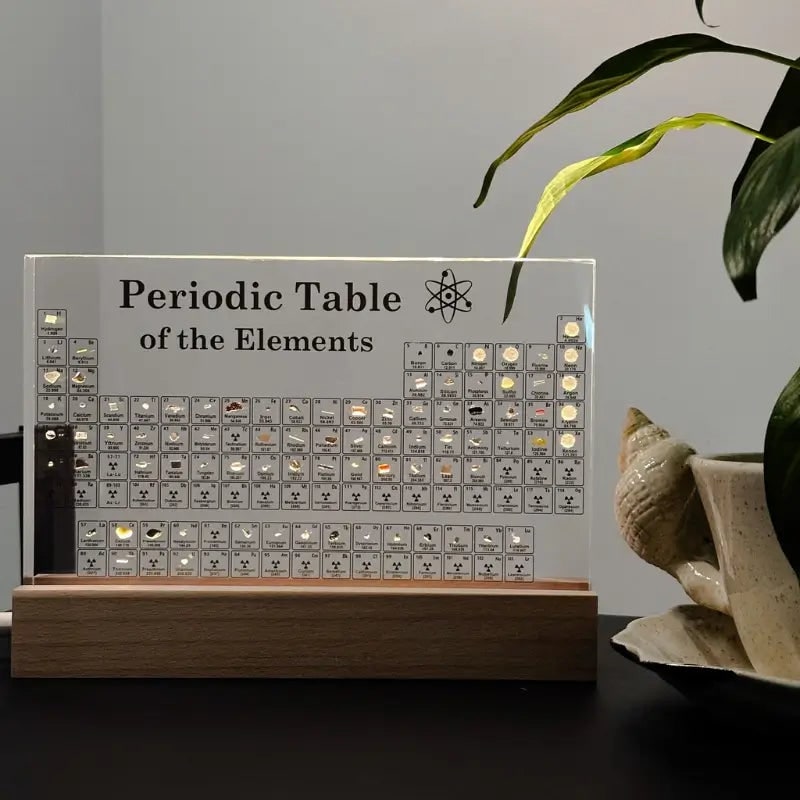 Tabla periódica con elementos reales, pantalla LED de acrílico y regalo educativo