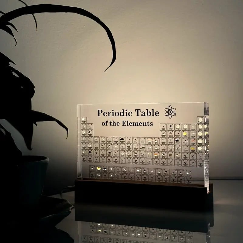 Tabla periódica con elementos reales, pantalla LED de acrílico y regalo educativo