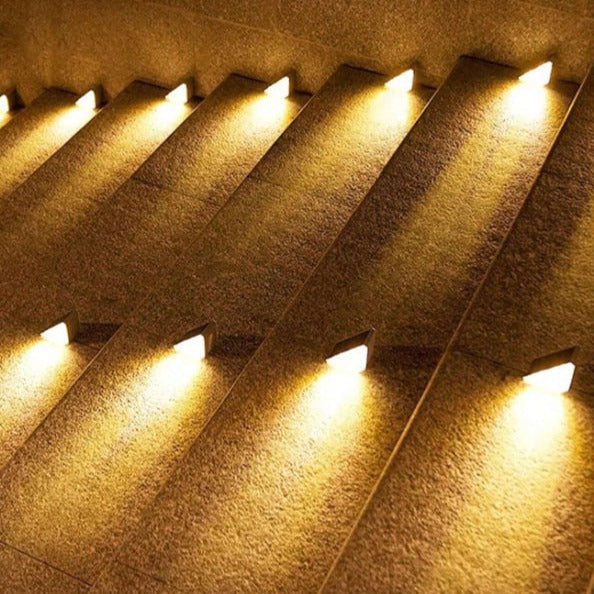 Luces solares para escalones exteriores, impermeables, duraderas y con brillo ambiental