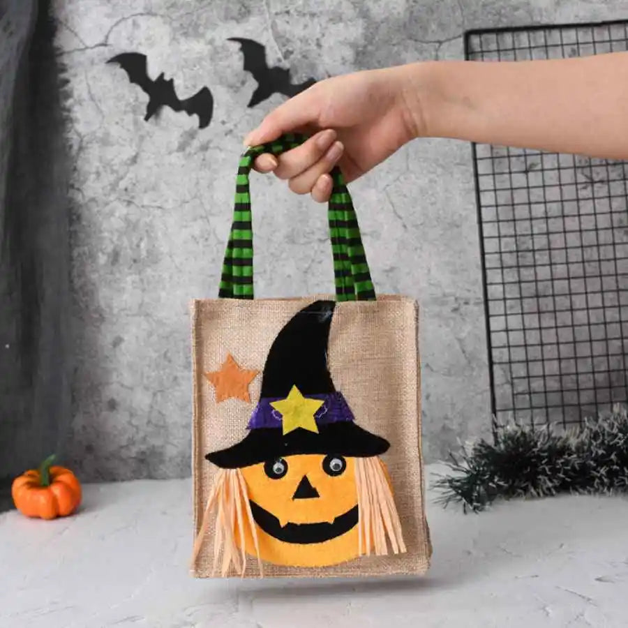 Halloween Treat Bag with Pumpkin Cat Witch and Skull - product detail 6