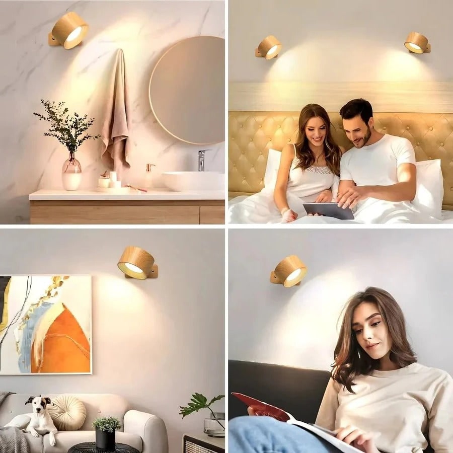 Aplique de pared recargable con soporte magnético de 360° e iluminación LED inalámbrica para exteriores